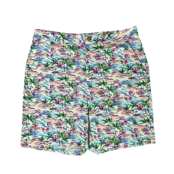 NWOT Stella Parker Women’s Tropical Beach Print Chino Shorts size 10 - Picture 2 of 6